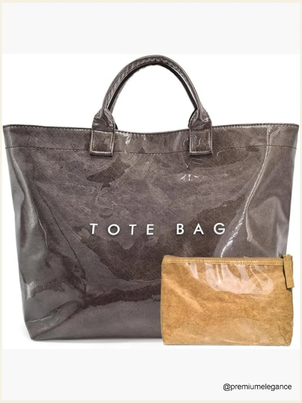 PVC Tote Bag for Women Large Kraft Paper Print Hobo Handbags